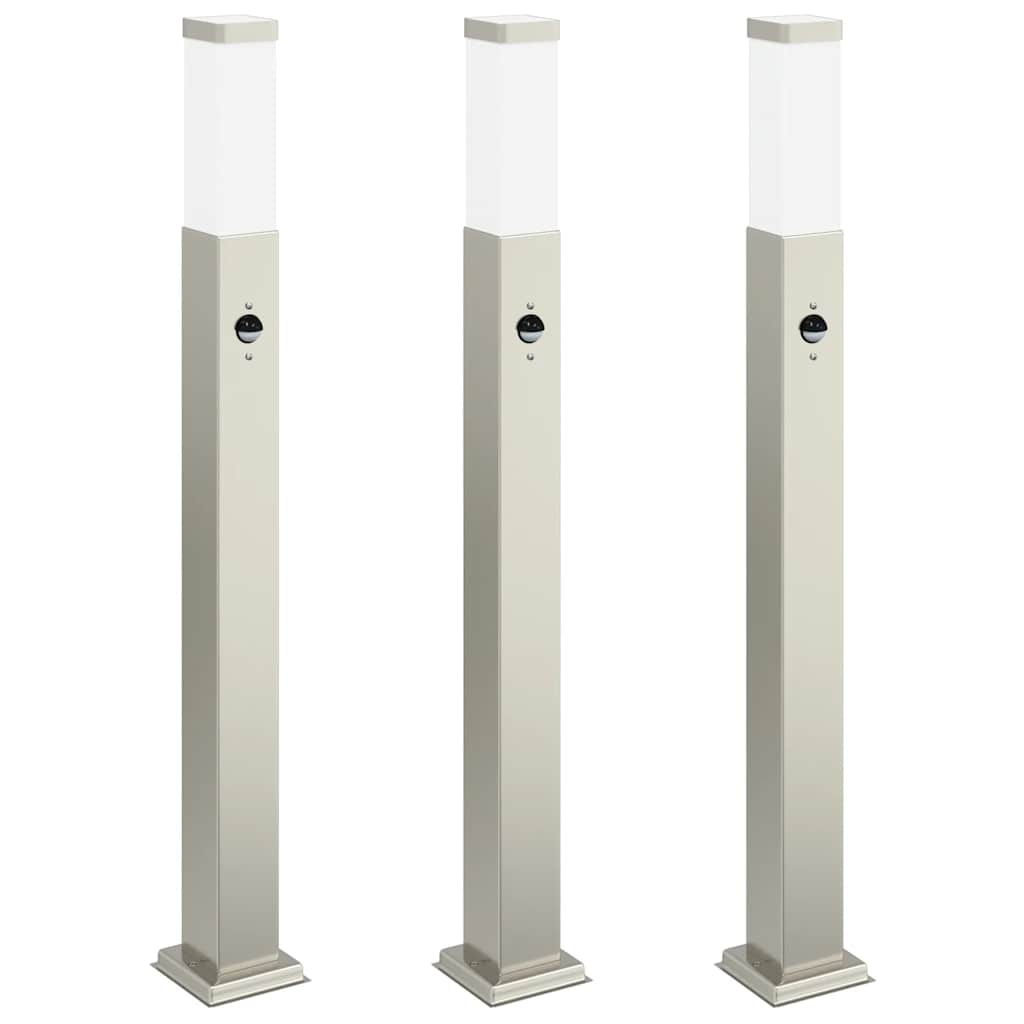 Bolderverlichting met sensor 3 stuks 80 cm RVS IP44