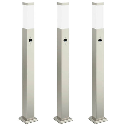 Bolderverlichting met sensor 3 stuks 80 cm RVS IP44
