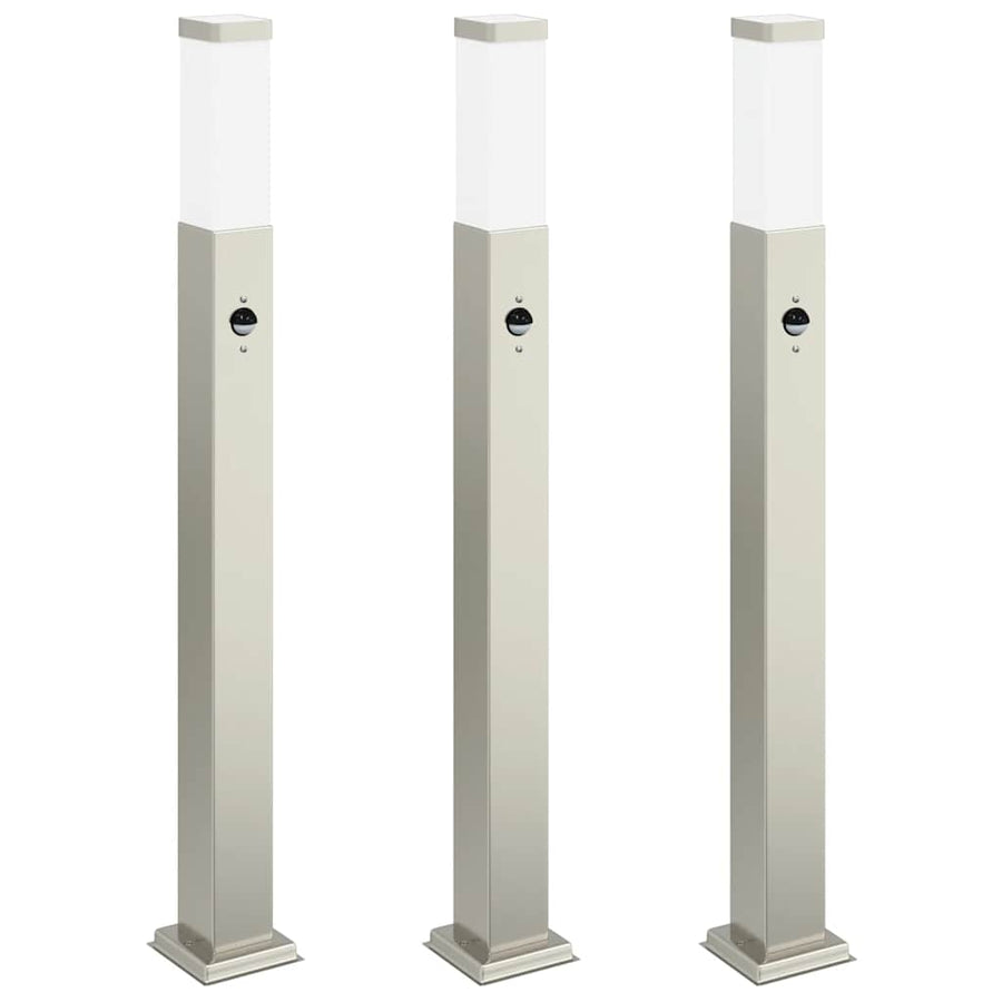 Bolderverlichting met sensor 3 stuks 80 cm RVS IP44