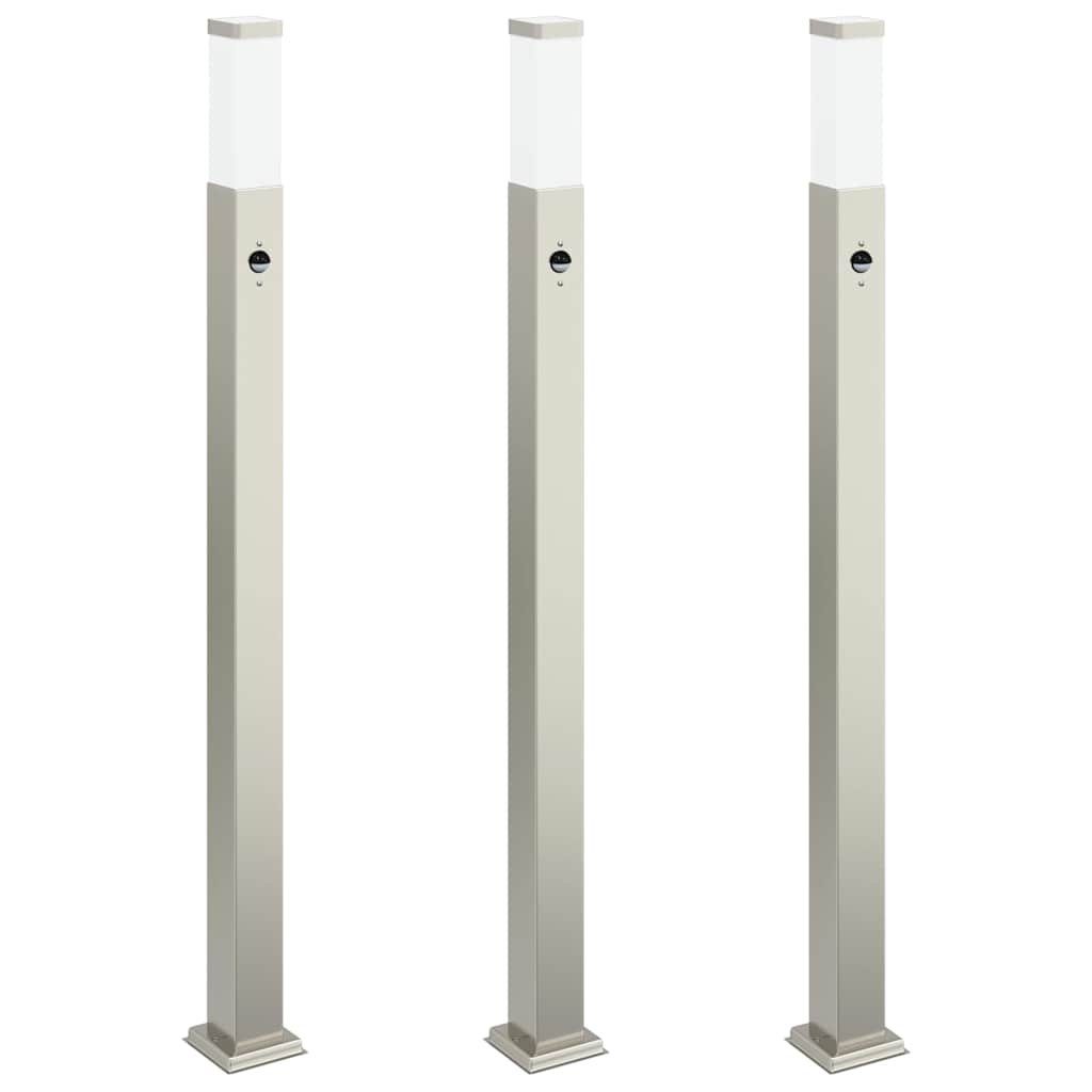 Bolderverlichting met sensor 3 stuks 110 cm RVS IP44
