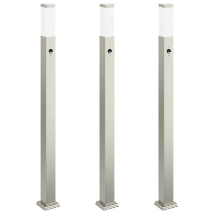 Bolderverlichting met sensor 3 stuks 110 cm RVS IP44