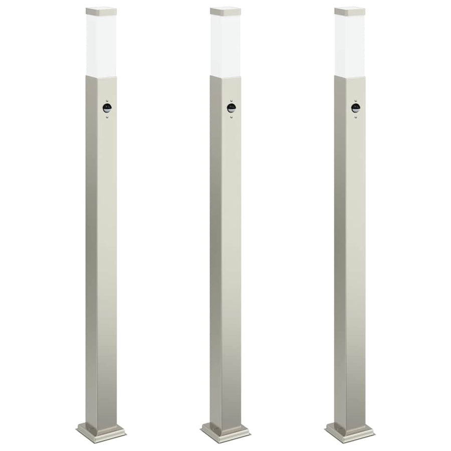 Bolderverlichting met sensor 3 stuks 110 cm RVS IP44