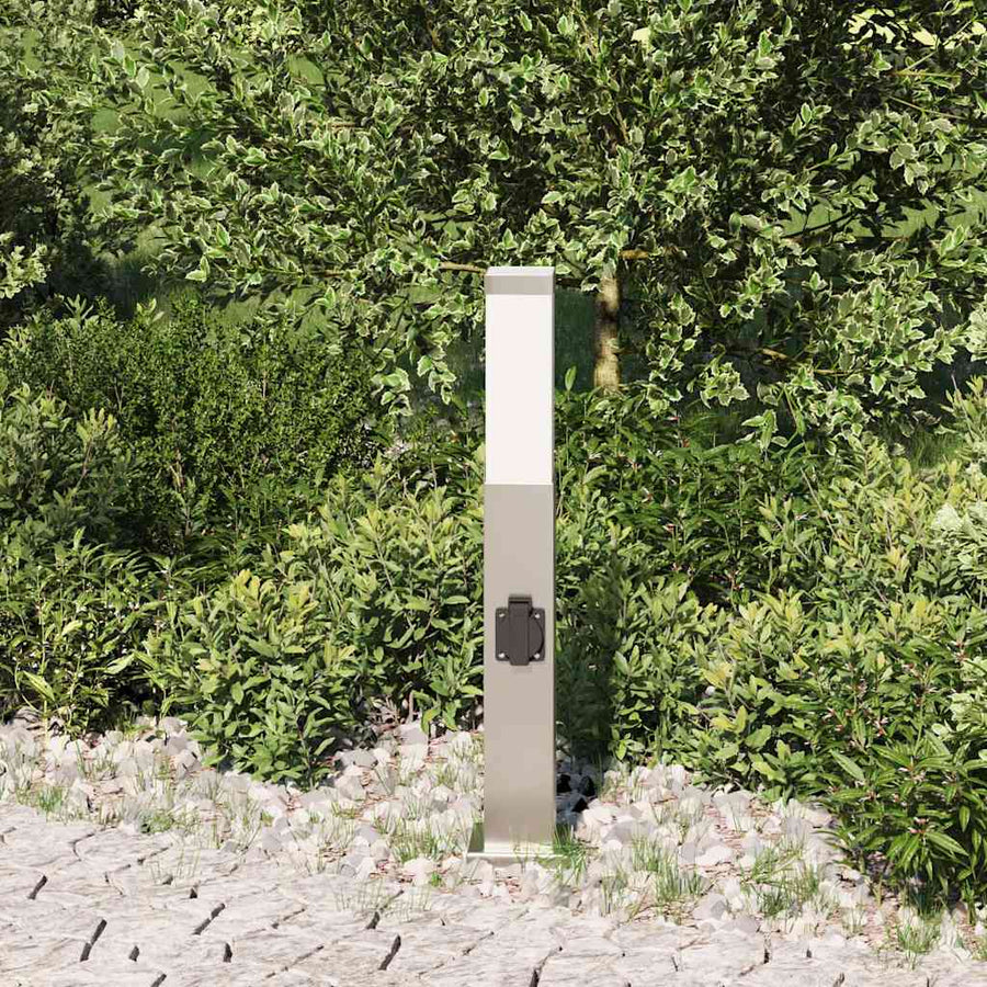 Bolderarmatuur met stopcontact 50 cm RVS IP44
