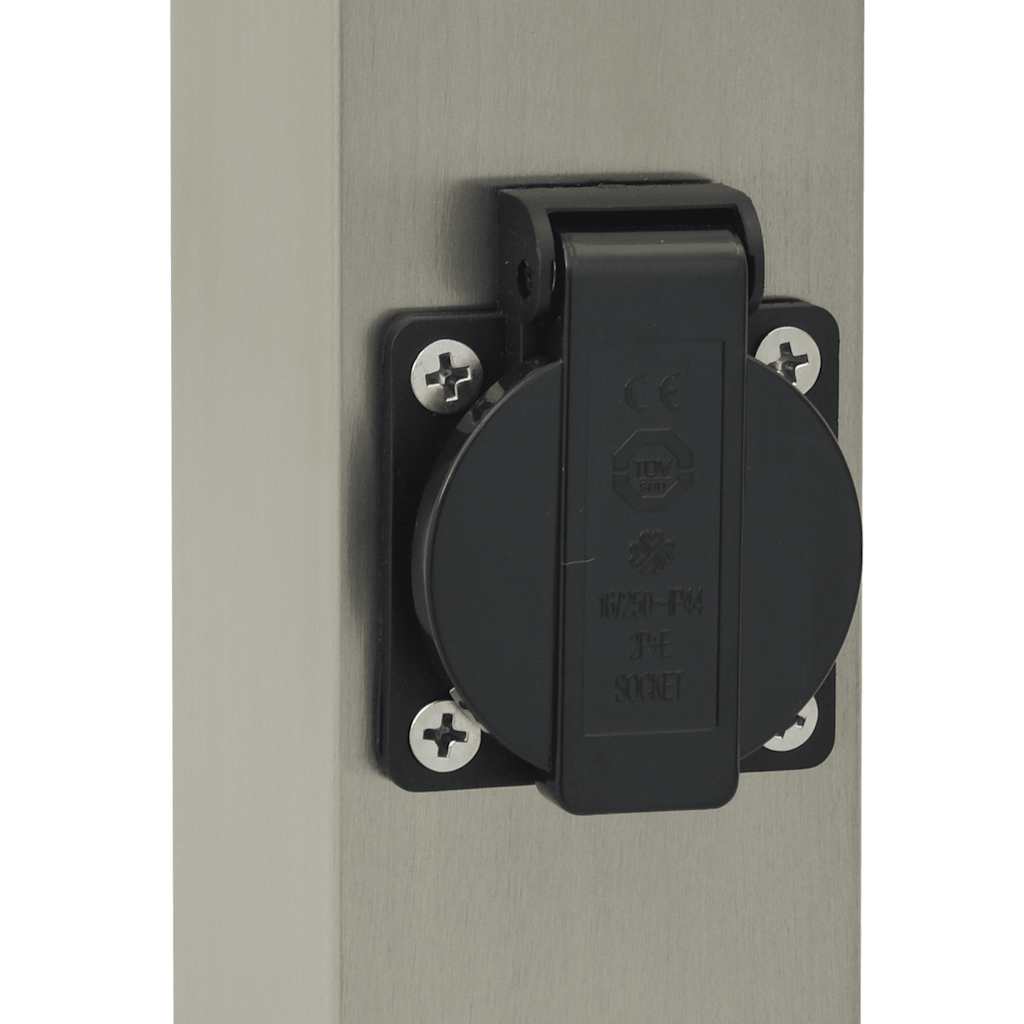 Bolderarmatuur met stopcontact 50 cm RVS IP44