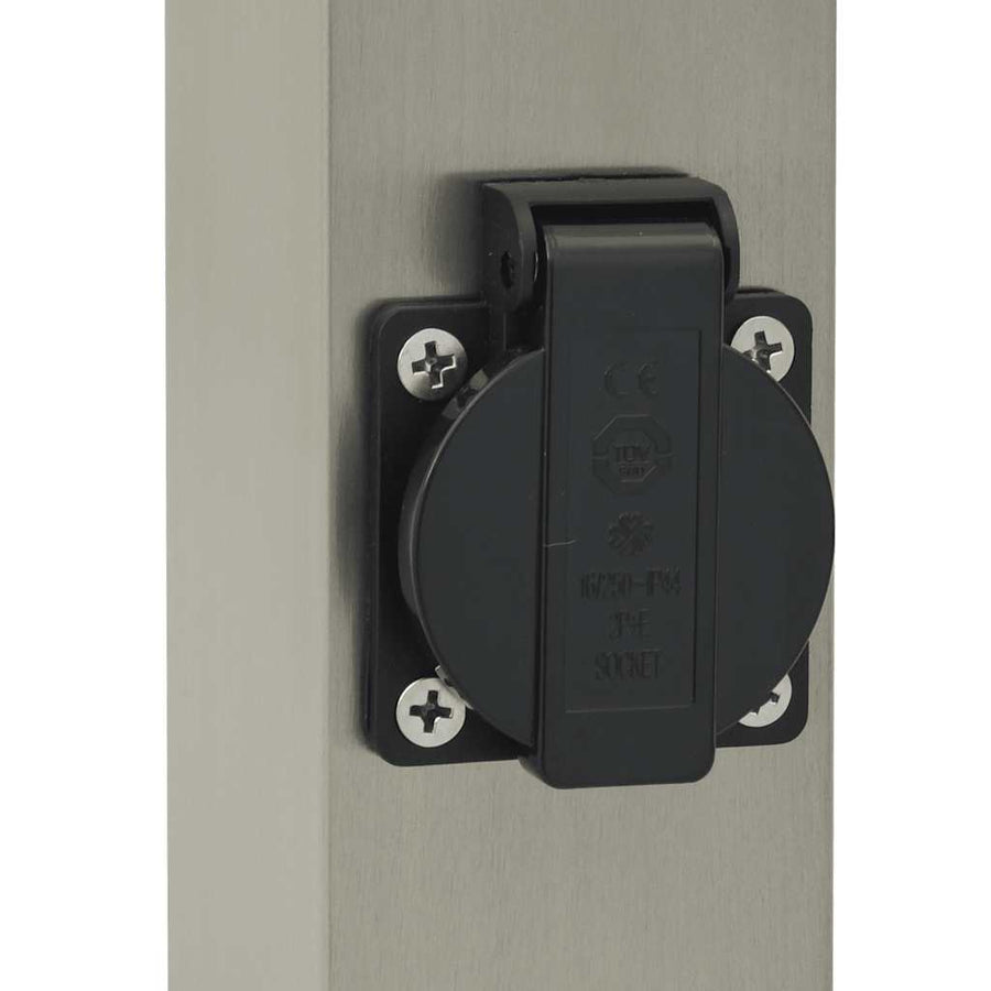 Bolderarmatuur met stopcontact 50 cm RVS IP44