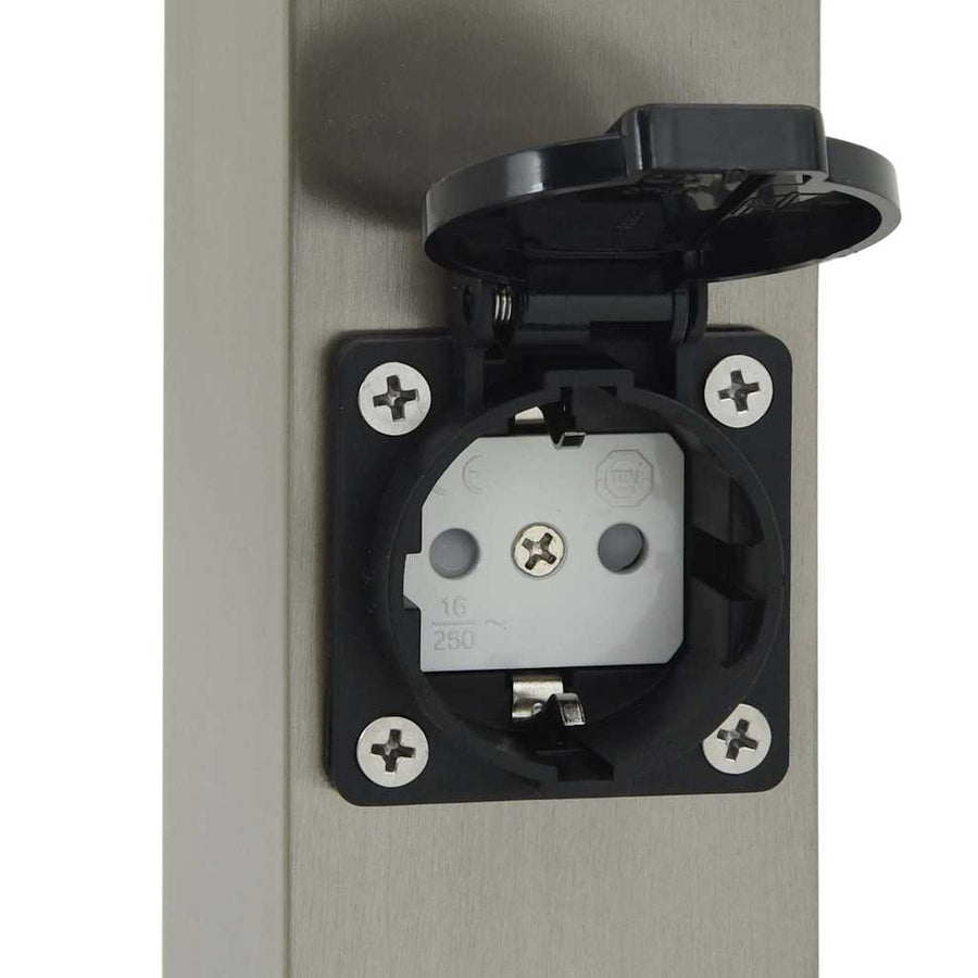 Bolderarmatuur met stopcontact 50 cm RVS IP44