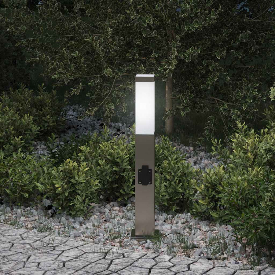 Bolderarmatuur met stopcontact 50 cm RVS IP44
