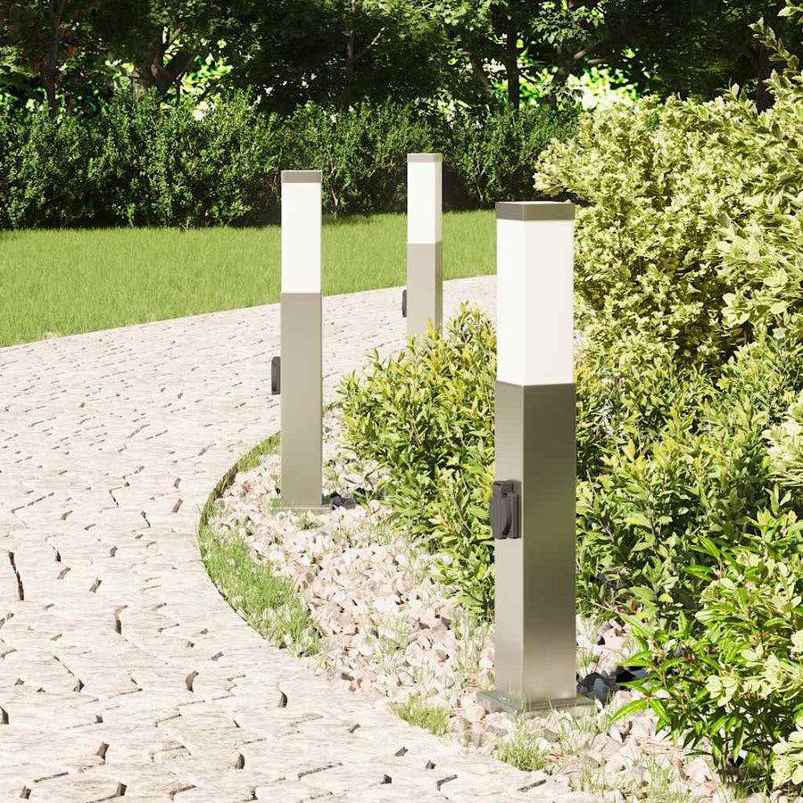 Bolderverlichting met stopcontact 3 stuks 50 cm RVS IP44