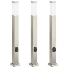 Bolderverlichting met stopcontact 3 stuks 80 cm RVS IP44