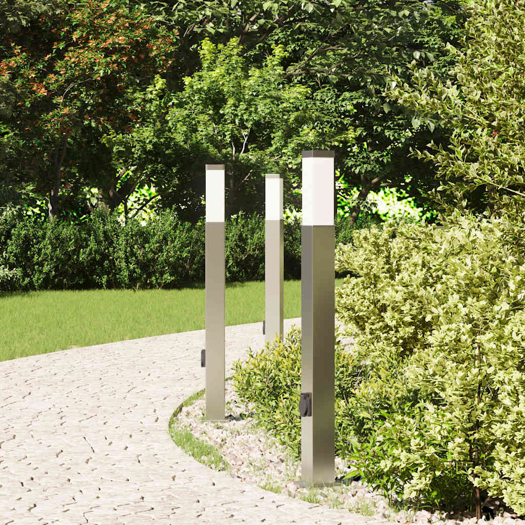 Bolderverlichting met stopcontact 3 stuks 80 cm RVS IP44