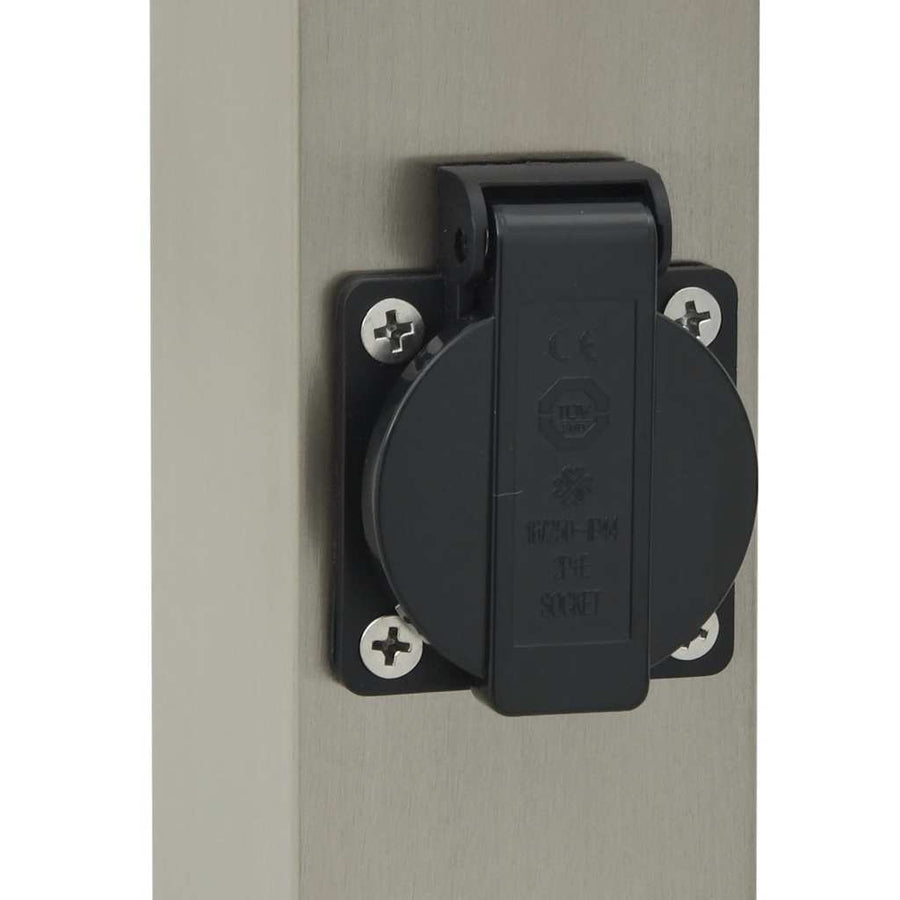 Bolderarmatuur met stopcontact 110 cm RVS IP44