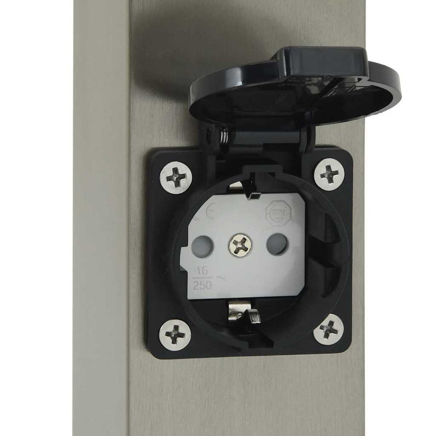 Bolderarmatuur met stopcontact 110 cm RVS IP44
