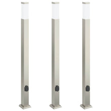 Bolderverlichting met stopcontact 3 stuks 110 cm RVS IP44