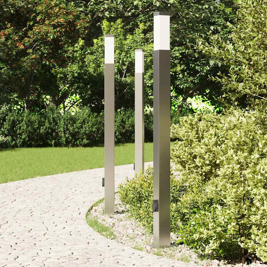 Bolderverlichting met stopcontact 3 stuks 110 cm RVS IP44