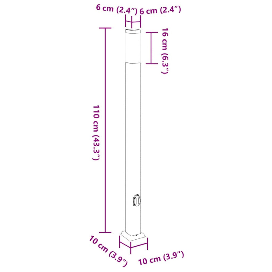 Bolderverlichting met stopcontact 3 stuks 110 cm RVS IP44