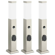 Bolderverlichting met sensor en stopcontact 3 stuks 50 cm roestvrij staal IP44