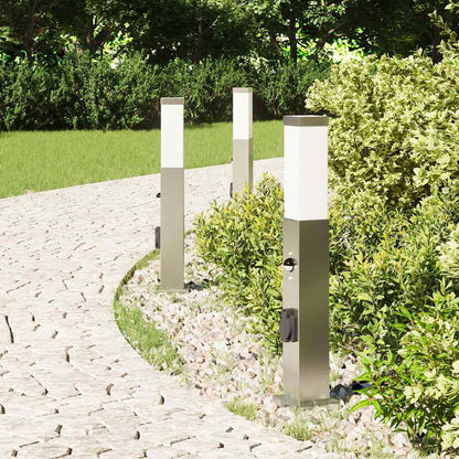 Bolderverlichting met sensor en stopcontact 3 stuks 50 cm roestvrij staal IP44