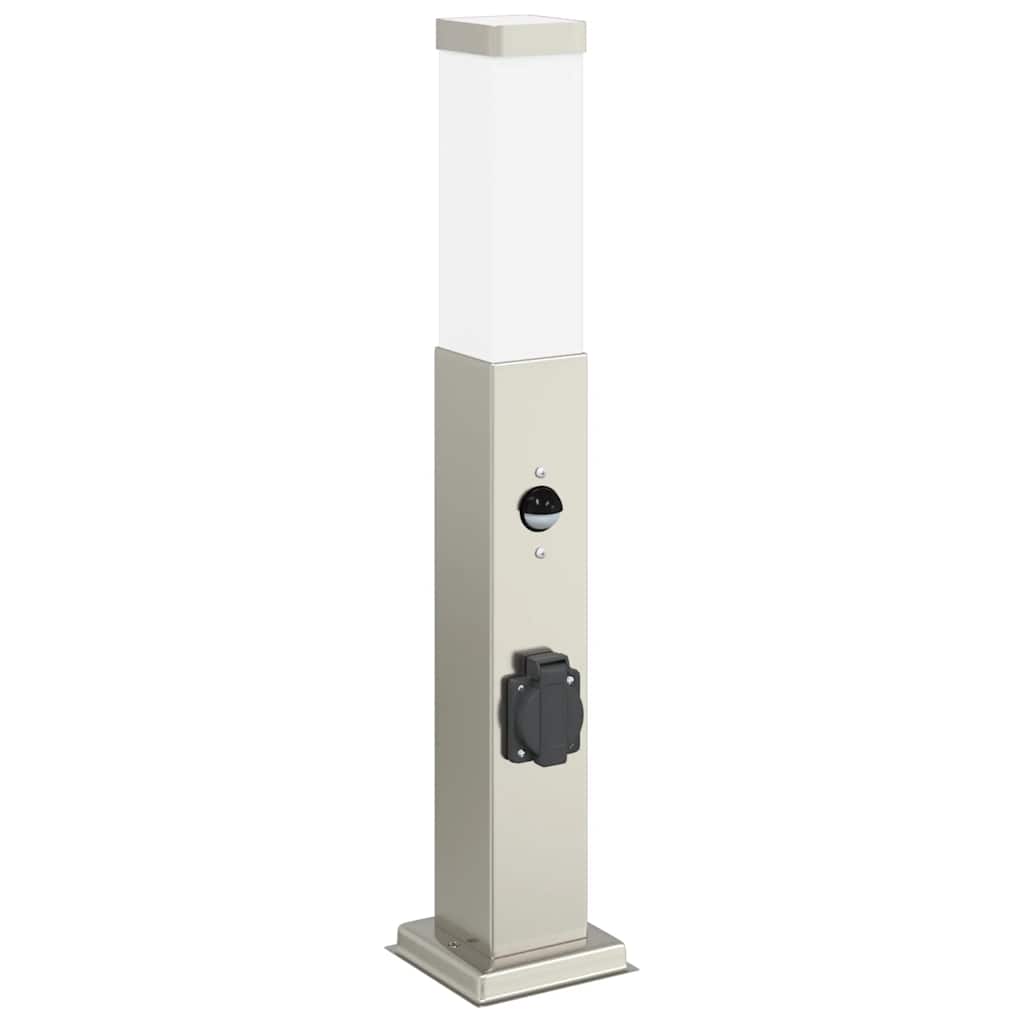 Bolderverlichting met sensor en stopcontact 3 stuks 50 cm roestvrij staal IP44