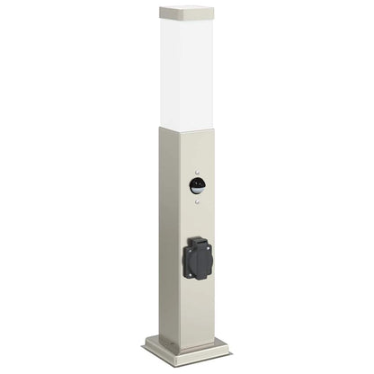 Bolderverlichting met sensor en stopcontact 3 stuks 50 cm roestvrij staal IP44