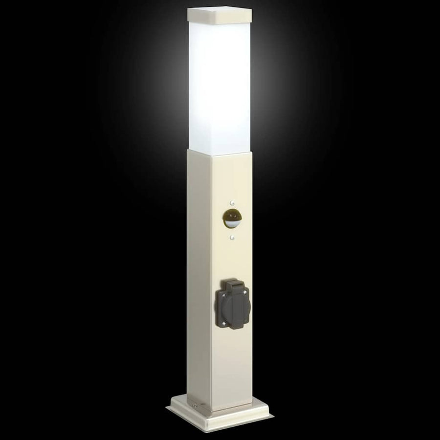 Bolderverlichting met sensor en stopcontact 3 stuks 50 cm roestvrij staal IP44