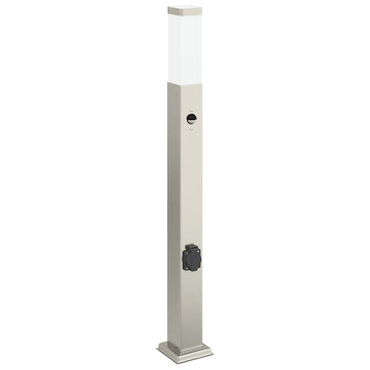 Bolderarmatuur met sensor en stopcontact 80 cm roestvrij staal IP44