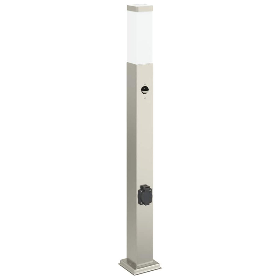 Bolderarmatuur met sensor en stopcontact 80 cm roestvrij staal IP44