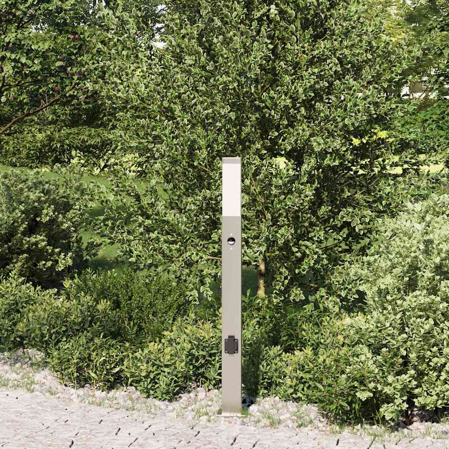Bolderarmatuur met sensor en stopcontact 80 cm roestvrij staal IP44