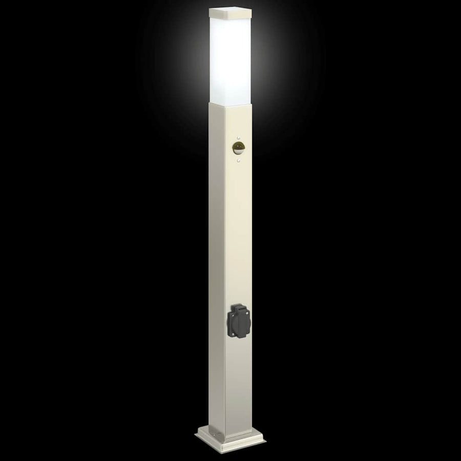 Bolderarmatuur met sensor en stopcontact 80 cm roestvrij staal IP44