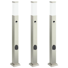 Bolderverlichting met sensor en stopcontact 3 stuks 80 cm roestvrij staal IP44