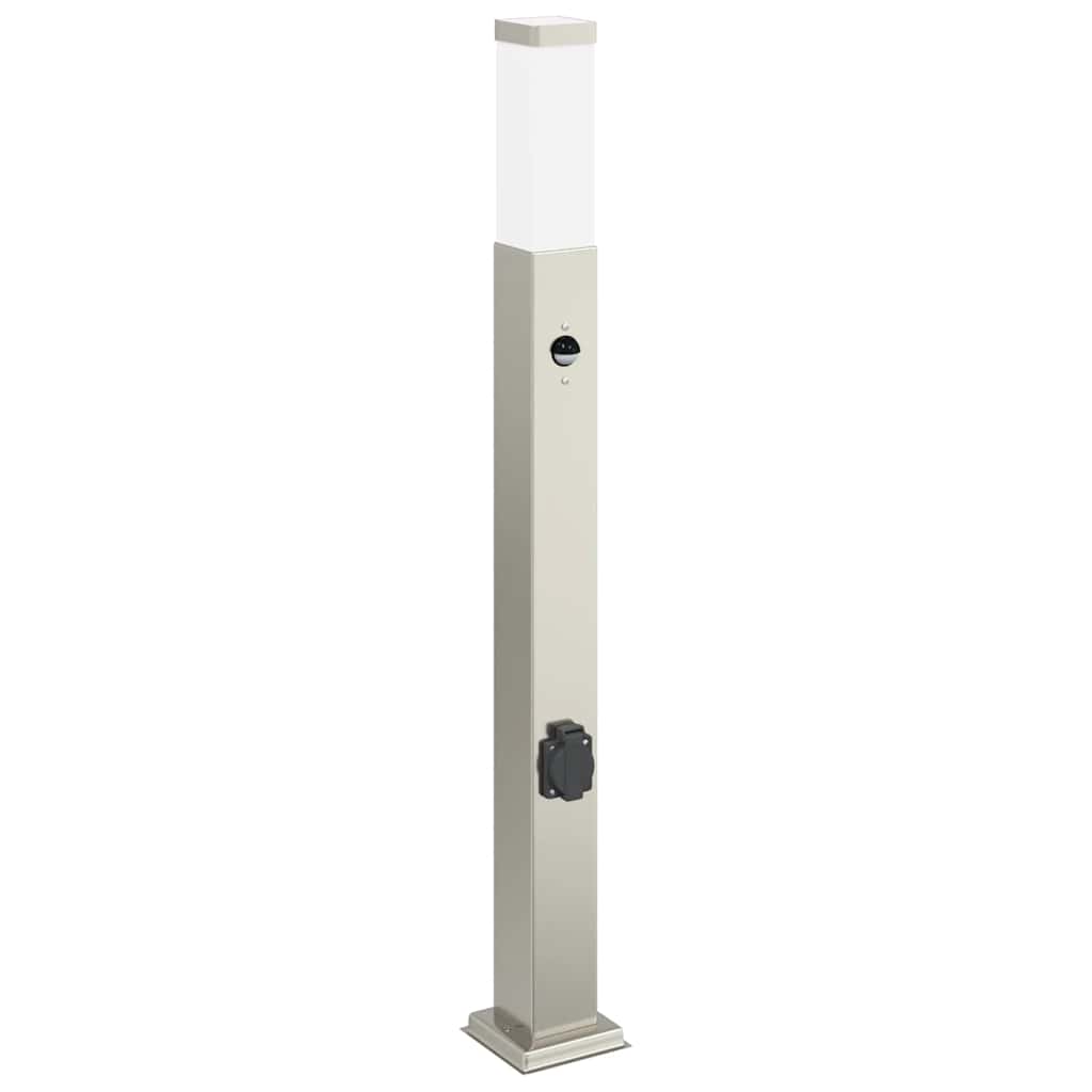 Bolderverlichting met sensor en stopcontact 3 stuks 80 cm roestvrij staal IP44