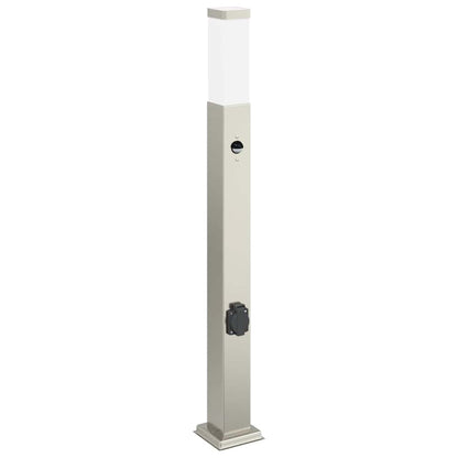 Bolderverlichting met sensor en stopcontact 3 stuks 80 cm roestvrij staal IP44