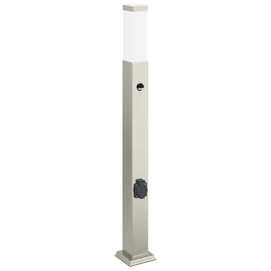 Bolderverlichting met sensor en stopcontact 3 stuks 80 cm roestvrij staal IP44