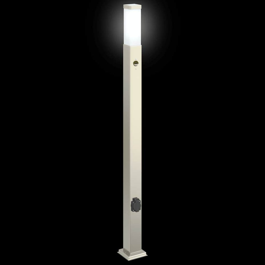 Bolderarmatuur met sensor en stopcontact 110 cm roestvrij staal IP44
