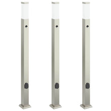 Bolderverlichting met sensor en stopcontact 3 stuks 110 cm roestvrij staal IP44