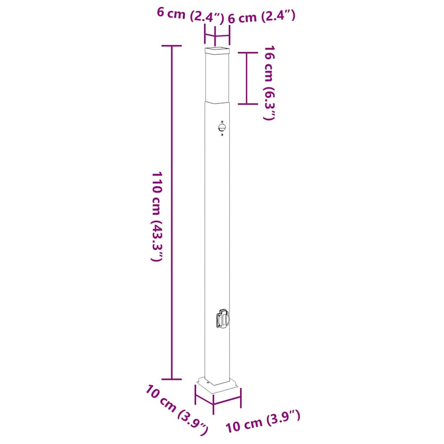 Bolderverlichting met sensor en stopcontact 3 stuks 110 cm roestvrij staal IP44
