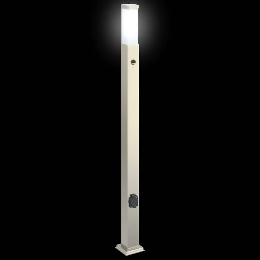 Bolderverlichting met sensor en stopcontact 3 stuks 110 cm roestvrij staal IP44