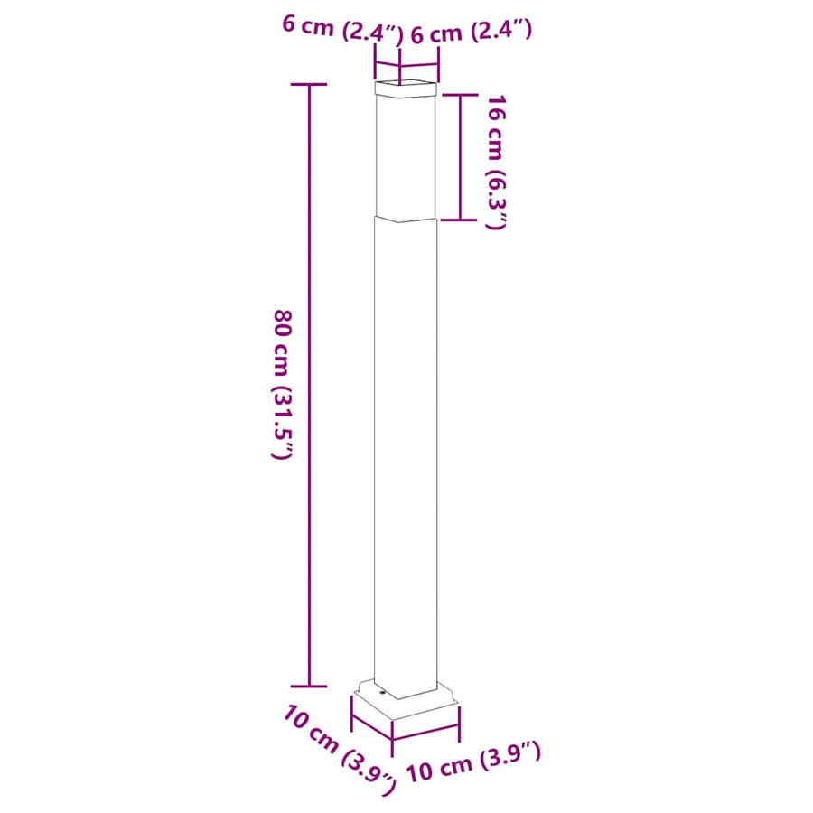 Bolderverlichting 3 stuks 80 cm Zwart IP44