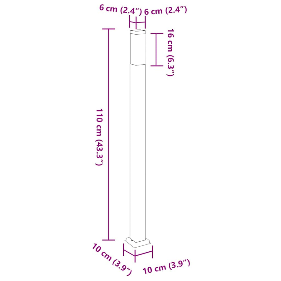 Bolderverlichting 110 cm Zwart IP44