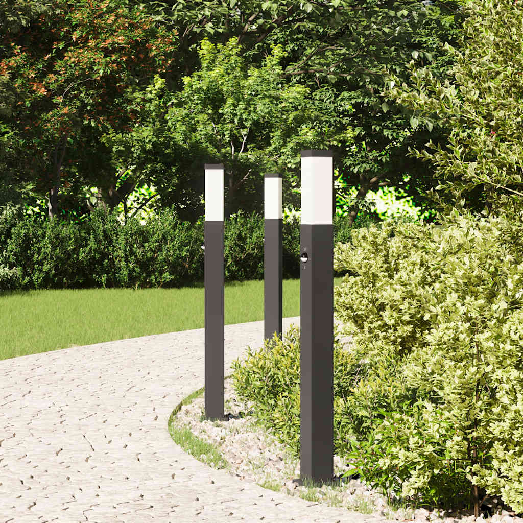 Bolderverlichting met sensor 3 stuks 80 cm Zwart IP44