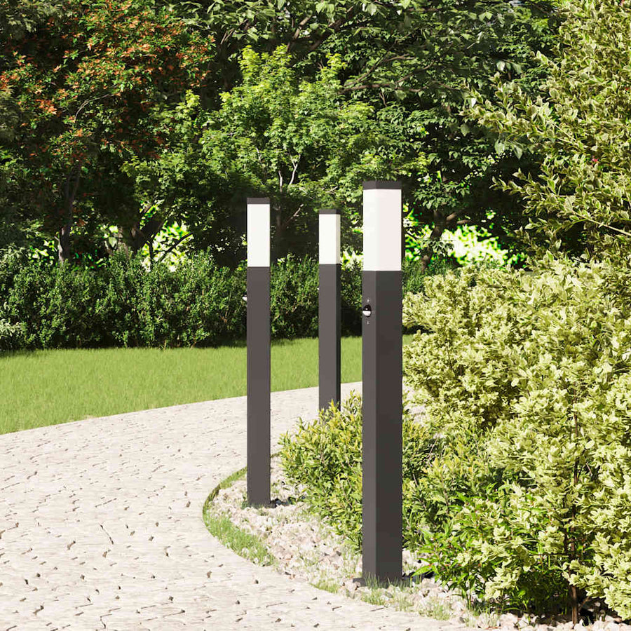 Bolderverlichting met sensor 3 stuks 80 cm Zwart IP44