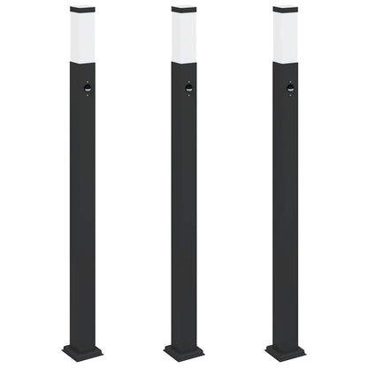 Bolderverlichting met sensor 3 stuks 110 cm Zwart IP44