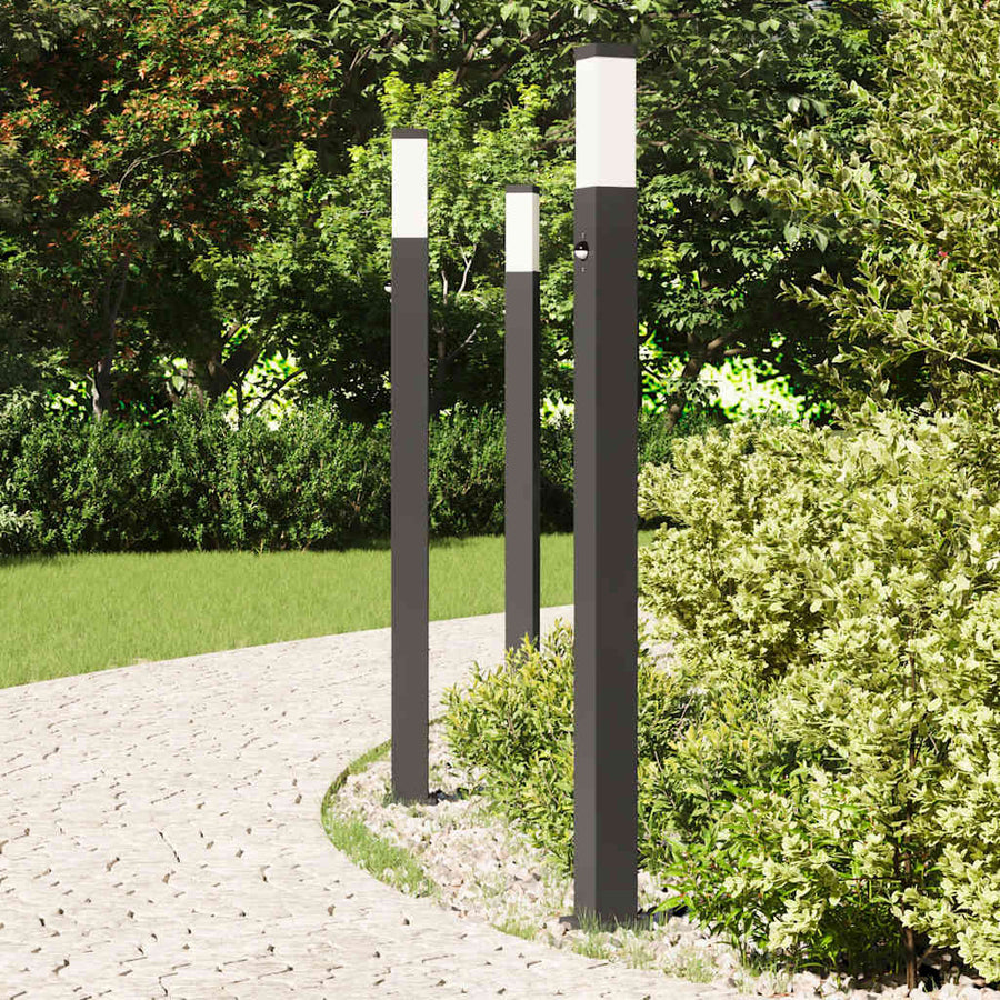 Bolderverlichting met sensor 3 stuks 110 cm Zwart IP44