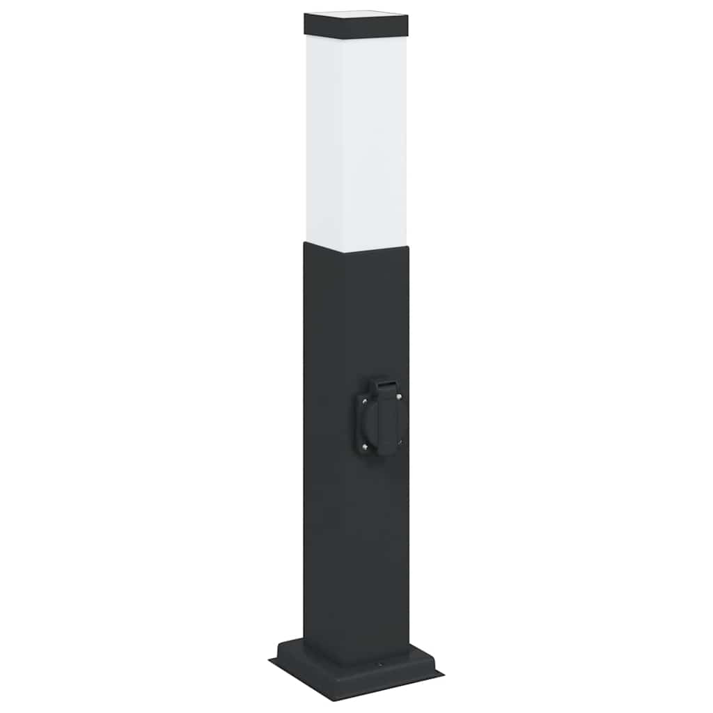Bolderarmatuur met stopcontact 50 cm Zwart IP44