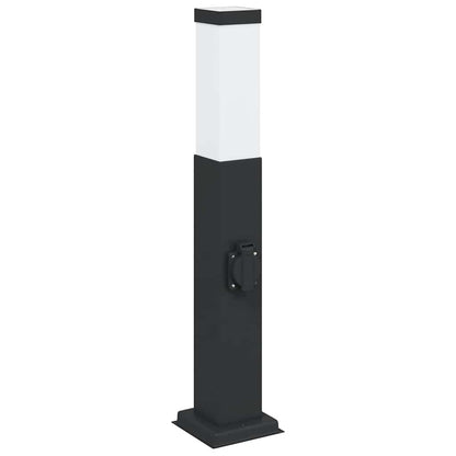 Bolderarmatuur met stopcontact 50 cm Zwart IP44