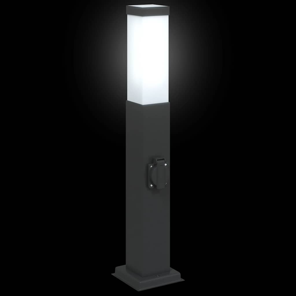 Bolderarmatuur met stopcontact 50 cm Zwart IP44