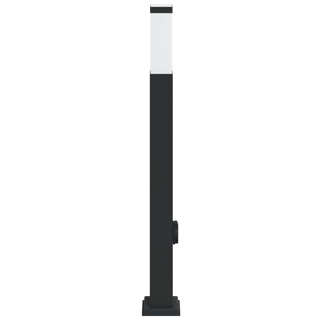 Bolderarmatuur met stopcontact 80 cm Zwart IP44