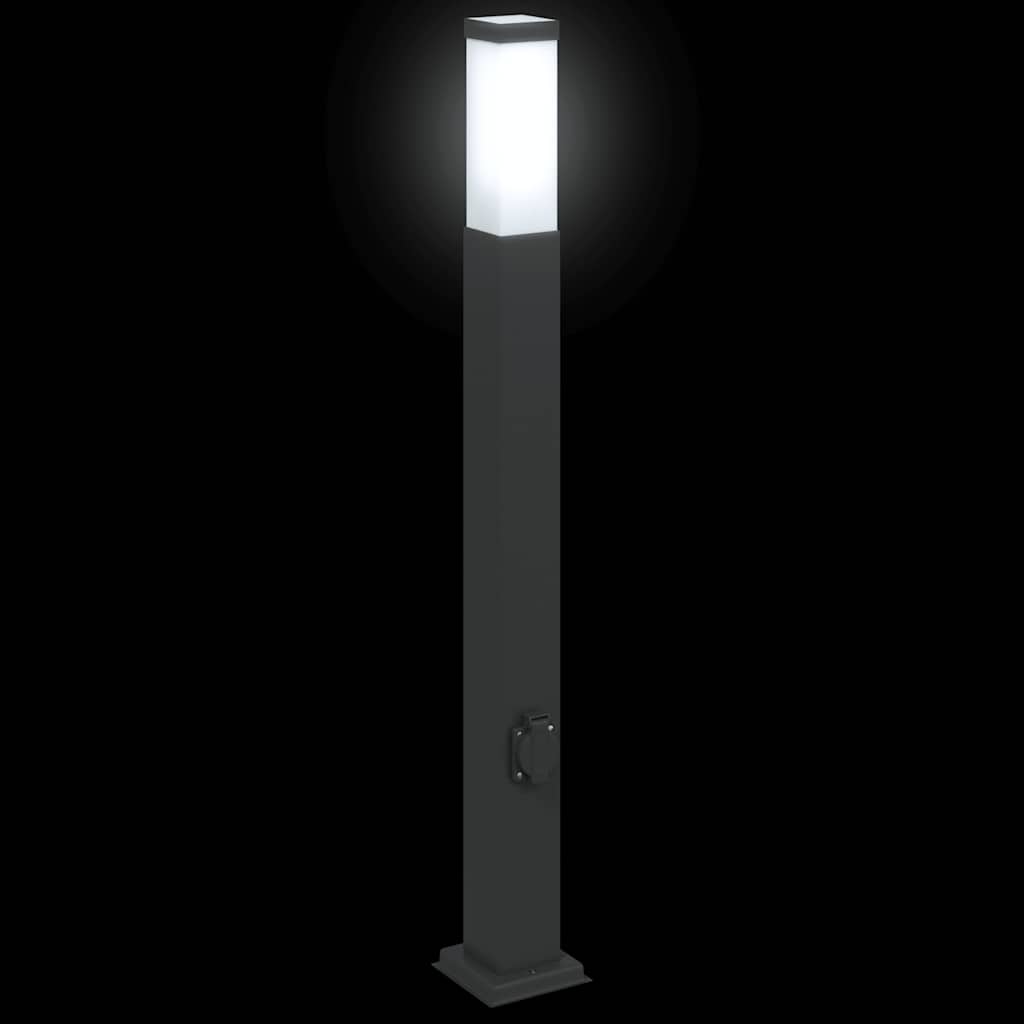 Bolderarmatuur met stopcontact 80 cm Zwart IP44