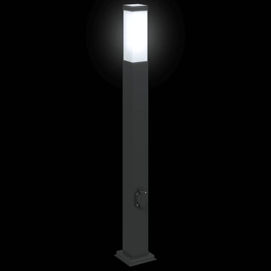 Bolderarmatuur met stopcontact 80 cm Zwart IP44