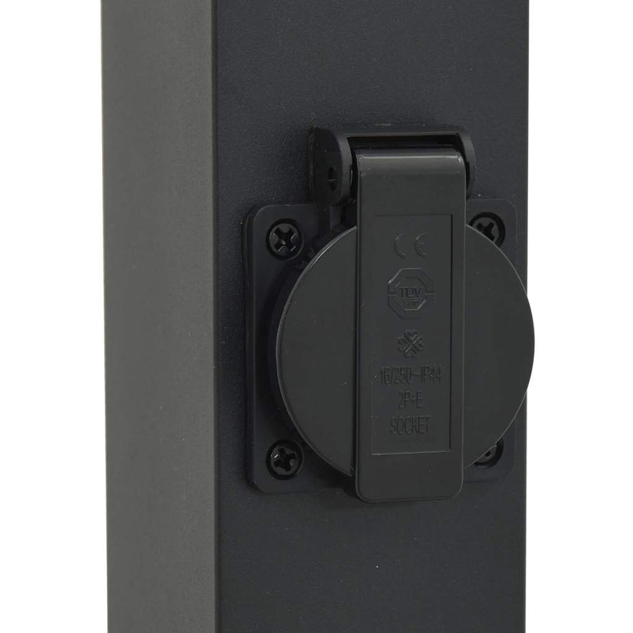 Bolderarmatuur met stopcontact 80 cm Zwart IP44
