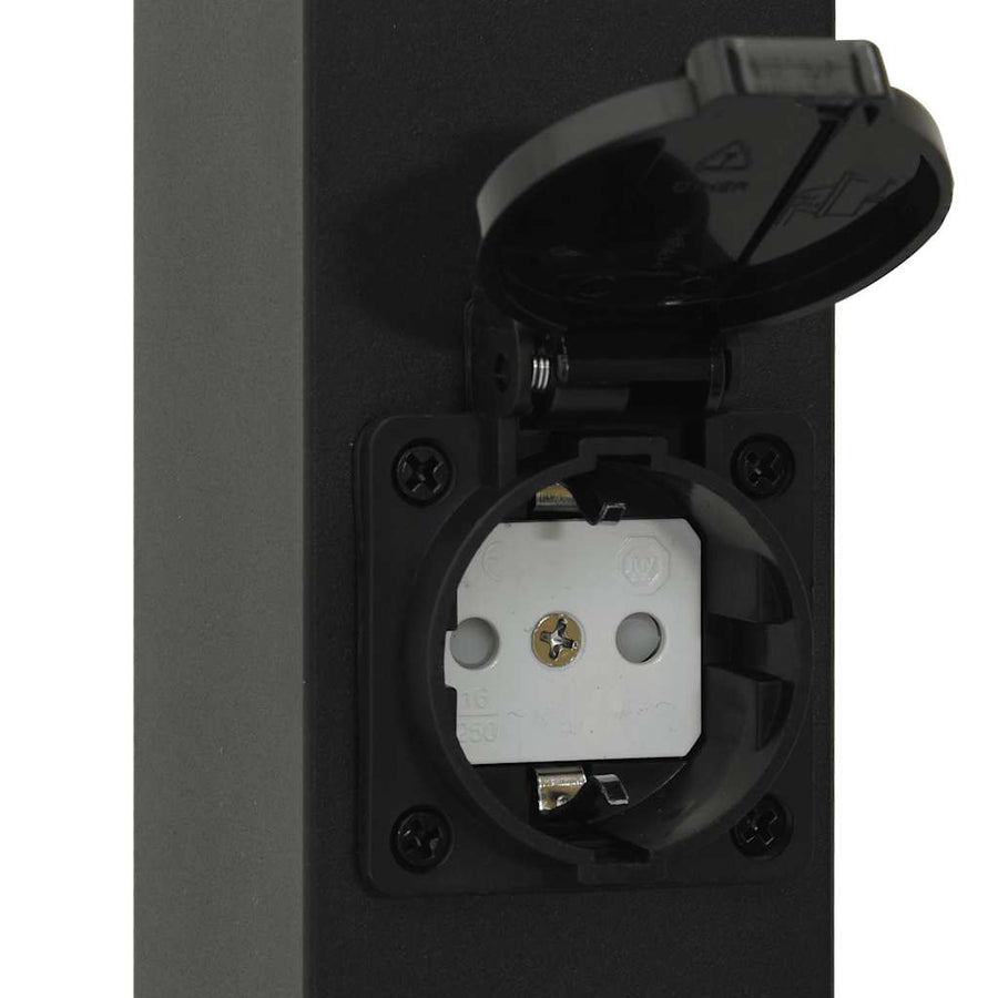 Bolderarmatuur met stopcontact 80 cm Zwart IP44